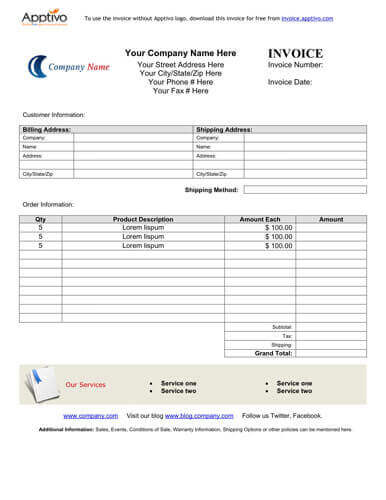 How to create an invoice in word